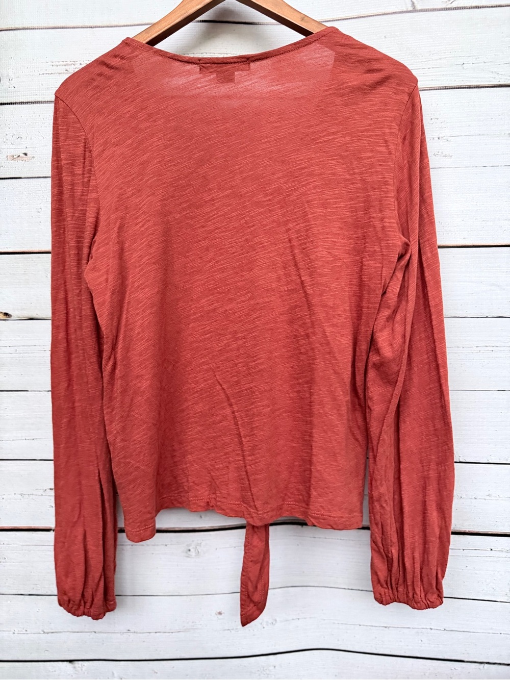 Sanctuary Rust Button-Front Tie-Waist Long Sleeve Top - Picture 6 of 6